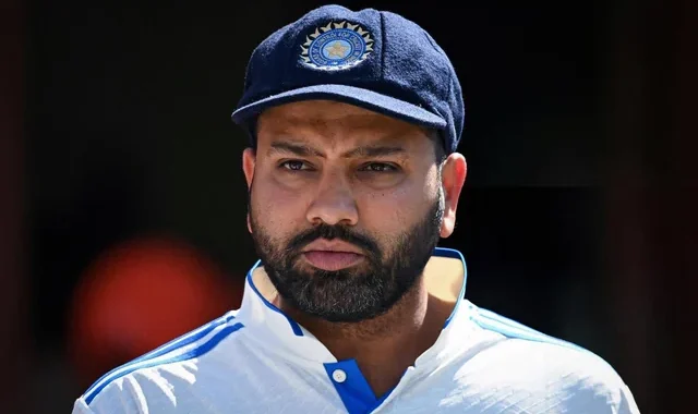 Rohit Sharma clicked during a Test match captaining Team India