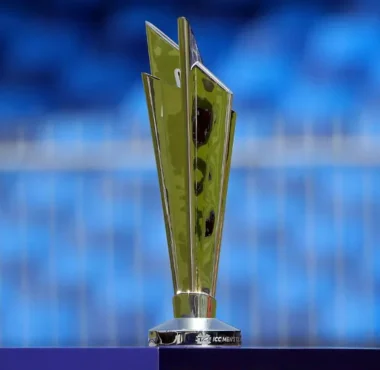 T20 World Cup trophy displayed before the 2024 edition of the tournament