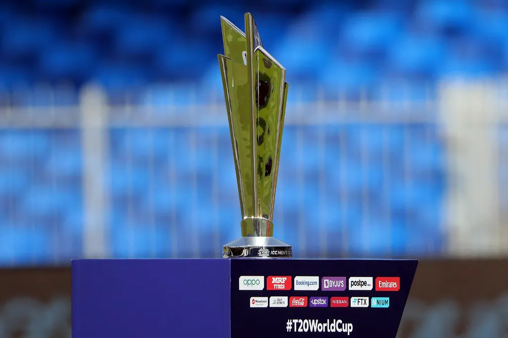 T20 World Cup trophy displayed before the 2024 edition of the tournament