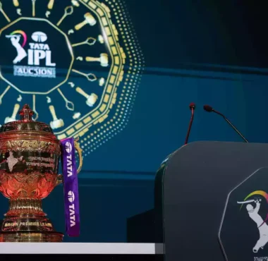 IPL 2026: The IPL Trophy at display during the IPL 2025 Auction.