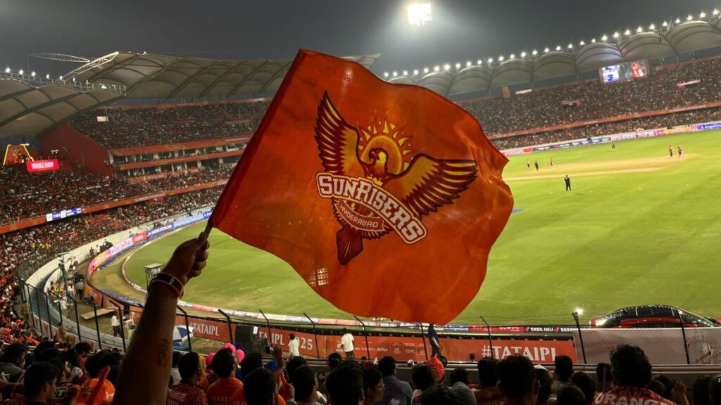 Sunrisers Leeds - Sunrisers Hyderabad flag waving at the stadium during an IPL match