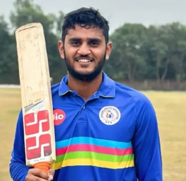 Urvil Patel after batting for Gujarat during a domestic T20 match in SMAT