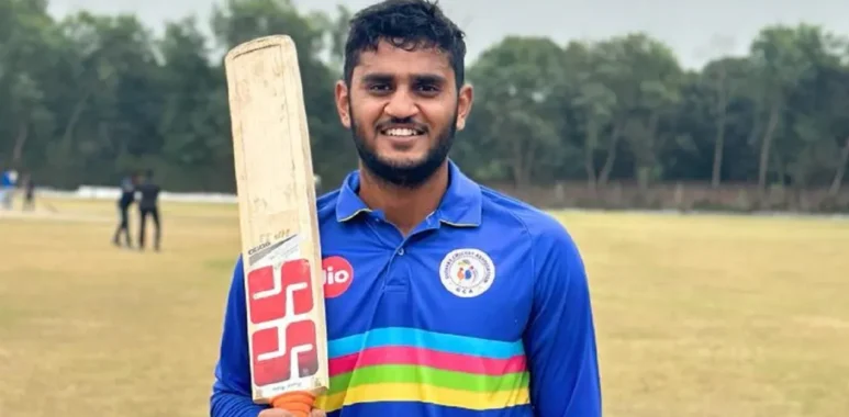 Urvil Patel after batting for Gujarat during a domestic T20 match in SMAT