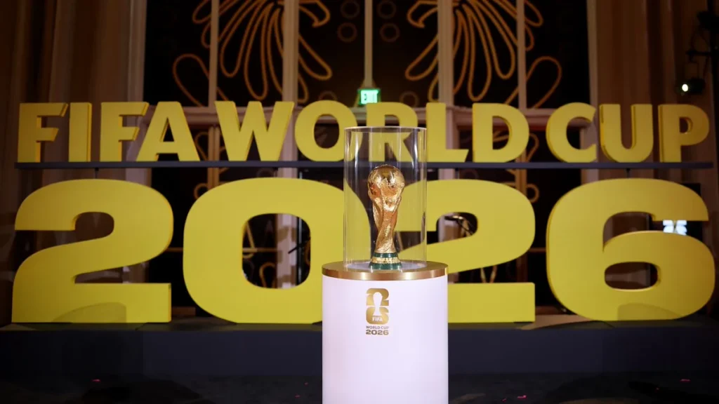 2026 FIFA World Cup trophy at the FIFA event