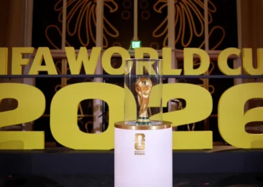 2026 FIFA World Cup trophy at the FIFA event