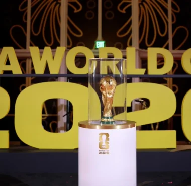 2026 FIFA World Cup trophy at the FIFA event
