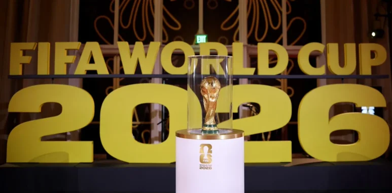 2026 FIFA World Cup trophy at the FIFA event