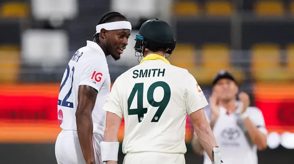 Ashes 2025/26 - Jofra Archer & Steve Smith exchange a few words in the second Test at Gabba