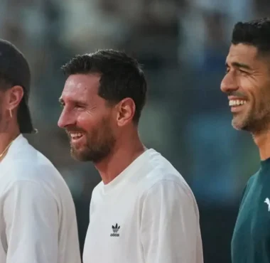 European footballers Lionel Messi, Rodrigo De Paul and Luis Suarez in India for the GOAT Tour