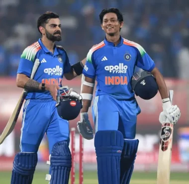 Virat Kohli & Yashasvi Jaiswal after the chase against SA in the third ODI at Vizag