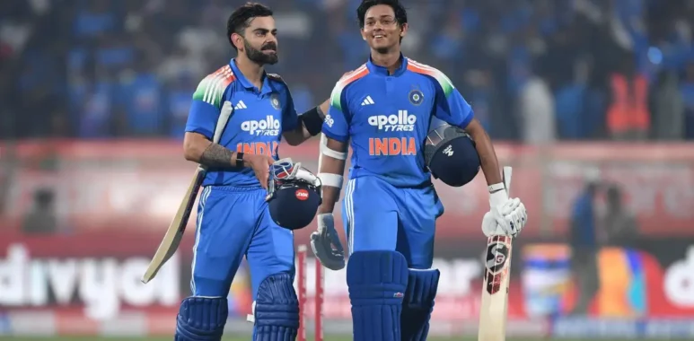 Virat Kohli & Yashasvi Jaiswal after the chase against SA in the third ODI at Vizag
