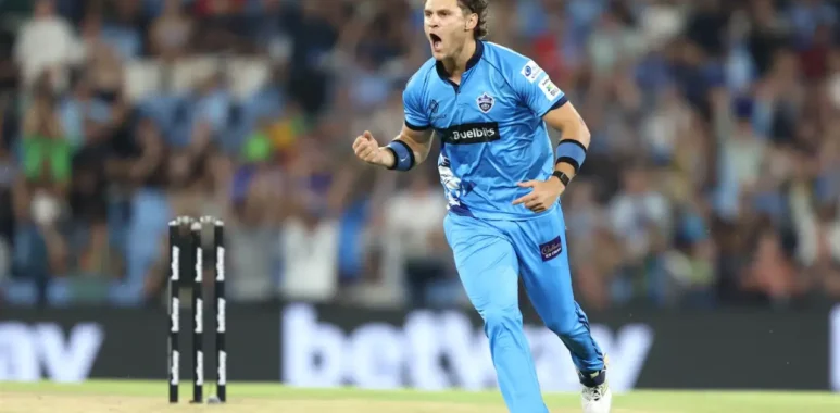 Gideon Peters celebrating a wicket against MI Cape Town