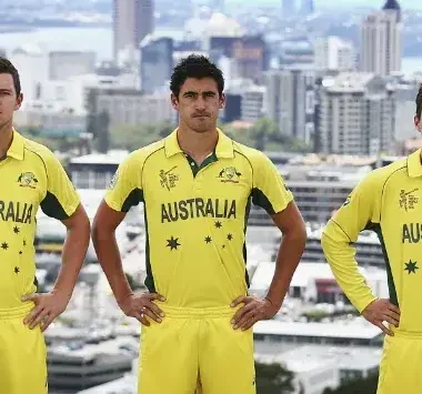 Josh Hazlewood, Mitchell Starc and Pat Cummins pose for a photo in 2015