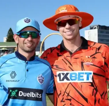 Keshav Maharaj and Tristan Stubbs pose for a photo before a match between Pretoria Capitals & Sunrisers Eastern Cape