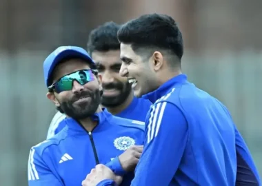 Ravindra Jadeja and Shubman Gill during a training session for Team India
