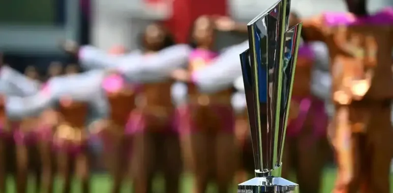 The T20 World Cup trophy on display