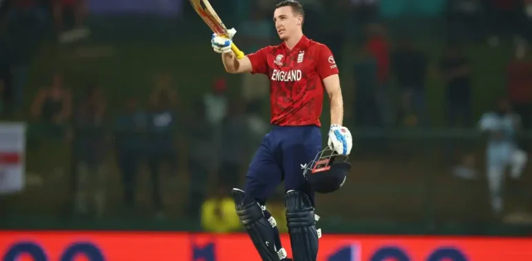Harry Brook celebrating his century against Pakistan during the 2026 T20 World Cup