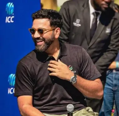 Rohit Sharma at the ICC event in Mumbai during the 2026 T20 World Cup