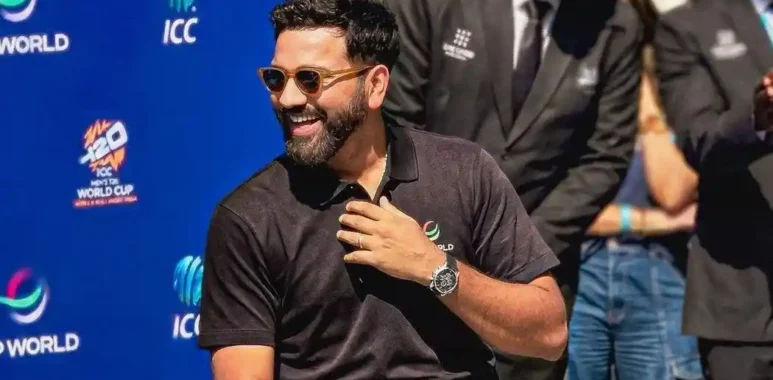 Rohit Sharma at the ICC event in Mumbai during the 2026 T20 World Cup