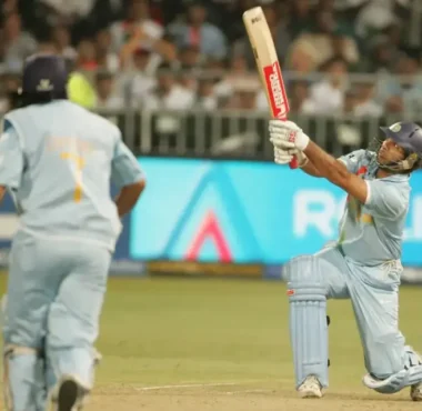Yuvraj Singh hitting a six against England during the 2007 T20 World Cup