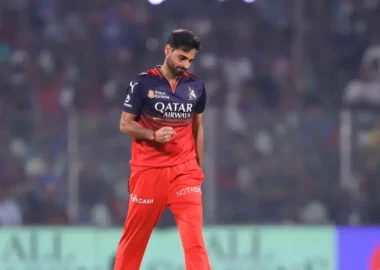 Bhuvneshwar Kumar while bowling for RCB in IPL 2026
