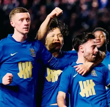 Birmingham City players celebrating during a Championship match
