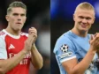 Manchester City's Haaland and Arsenal's Gyokeres in action during Premier League